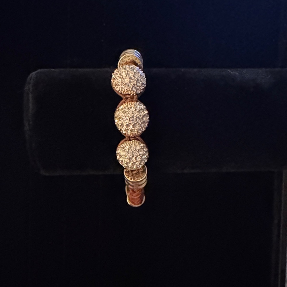 Gold Pave Crystal Bead Stretch Bracelet | Sparkly Statement Jewelry